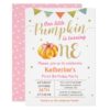 Little Pumpkin Baby Girl First Birthday Party Card
