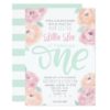 Little girl's 1st birthday party flower invitation