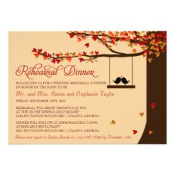 Love Birds Falling Hearts Rehearsal Dinner Card