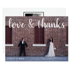 Love & Thanks 2 Photo Wedding Thank You Card