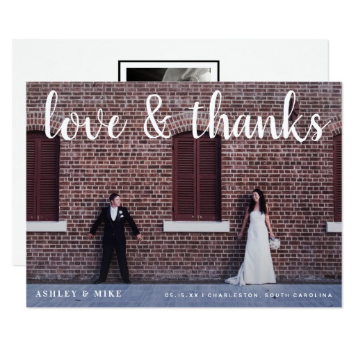 Love & Thanks 2 Photo Wedding Thank You Card