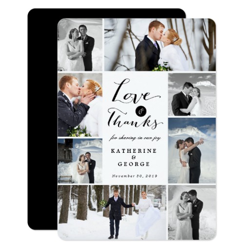 Love & Thanks Photo Collage Wedding Thank You Card