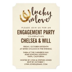 Lucky in Love Horseshoe Engagement Party Card