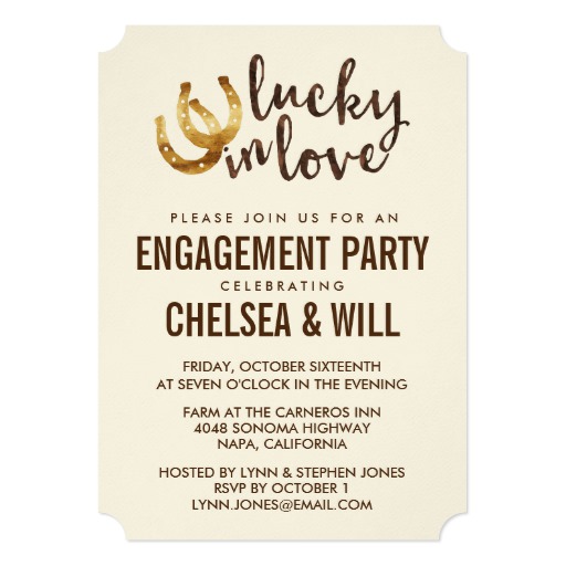 Lucky in Love Horseshoe Engagement Party Card