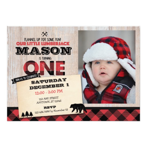 Lumberjack Wilderness First Birthday Invitation