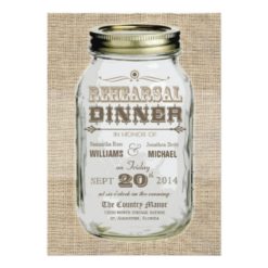 Mason Jar Rustic Vintage Look Rehearsal Dinner Card