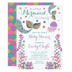 Mermaid Baby Shower Invitation Pink Gold Shower