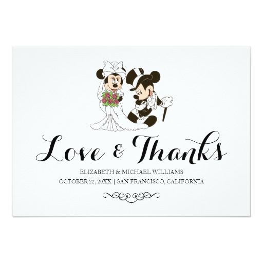 Mickey & Minnie Wedding | Married Thank You Card