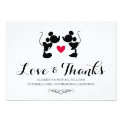 Mickey & Minnie Wedding | Silhouette Thank You Card