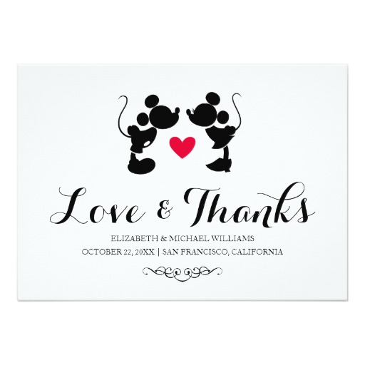 Mickey & Minnie Wedding | Silhouette Thank You Card