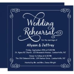 Midnight Blue Wedding Rehearsal Invitation