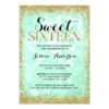 Mint Gold Faux Glitter Lights Sweet 16 Birthday Card