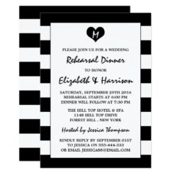 Modern Chic Black & White Wedding Rehearsal Dinner Card