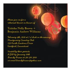 Modern Chinese Lanterns Wedding Rehearsal Dinner Card - Image 2