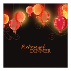 Modern Chinese Lanterns Wedding Rehearsal Dinner Card