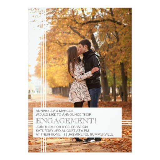 Modern Stripes Engagement Party Photo Invitation