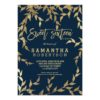 Modern fall yellow gold branch navy Sweet 16 Card