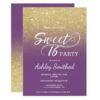 Modern faux gold glitter ombre purple Sweet 16 Card