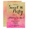 Modern faux gold glitter pink watercolor Sweet 16 Card