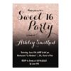 Modern faux rose gold glitter ombre black Sweet 16 Card