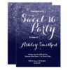Modern girly faux navy blue glitter ombre Sweet 16 Card