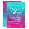 Modern pink turquoise watercolor elegant Sweet 16 Card