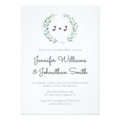 Modern wreath rehearsal dinner invitations