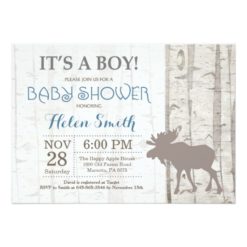 Moose Boy Baby Shower Invitation Rustic Woodland