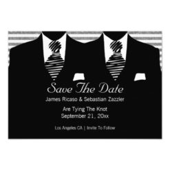 Mr and Mr Suit and Tie Gay Save The Date Wedding Invitation Card