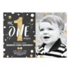 Mr onederful birthday invitation Boy Black Gold