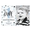 Mr onederful birthday invitation Boy Black blue