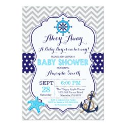 Nautical Baby Shower Invitation Navy Blue Gray