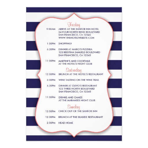 Nautical Bachelorette Weekend Itinerary Invitation - Image 2