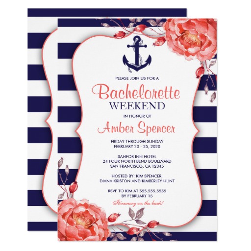 Nautical Bachelorette Weekend Itinerary Invitation
