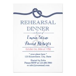 Nautical Wedding Tying the Knot Rehearsal Dinner Card