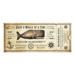 Nautical Whale Engagement Party Ticket Invitation