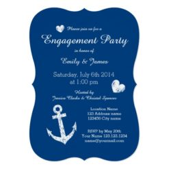 Nautical navy blue engagement party invitations