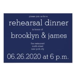 Navy Blue Modern Wedding Rehearsal Invitations