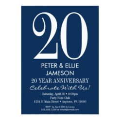 Navy Blue White Modern Anniversary Invitations