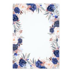 Navy Floral Elegant and Modern Engagement Party Card - Image 2