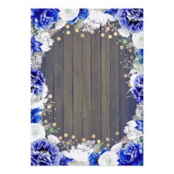 Navy Floral Rustic Engagement Party Card - Image 2