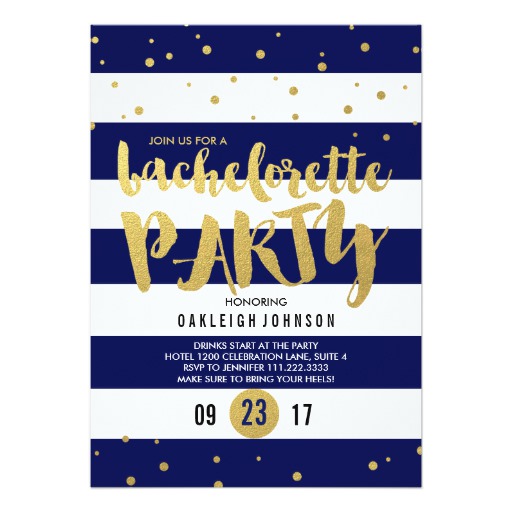 Navy Glam | Stripe Bachelorette Party Invitation