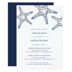 Navy & White Starfish Rehearsal Dinner Invitation