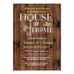 New Home Sweet Home House Warming Wood Key Invite