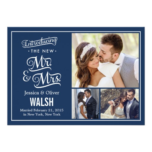 New Mr and Mrs Wedding Announcement - Navy Blue