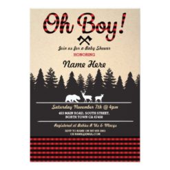 Oh Boy Baby Lumberjack Baby Shower Red Invite