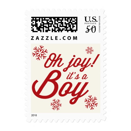 Oh Joy It's a Boy Baby 1st Christmas Holiday Stamp