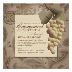 Old World Grapes Wine Themed Engagement Party Card