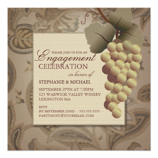 Old World Grapes Wine Themed Engagement Party Card