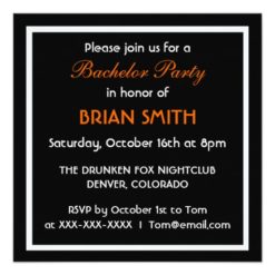 Orange black white tuxedo bachelor party invites - Image 2